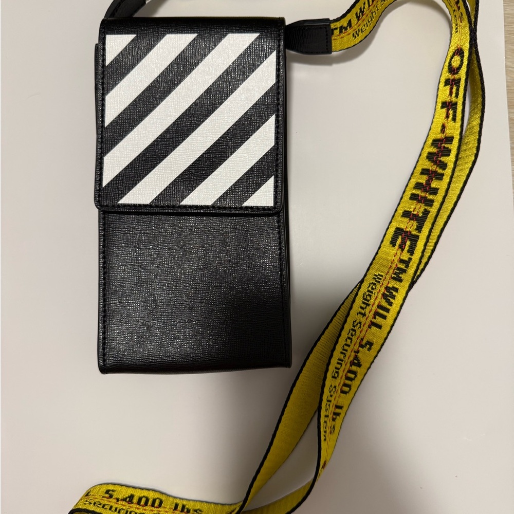 Off-White Black and White Belt Bag with Bold Stripe Design